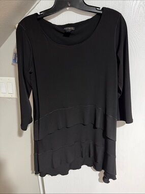 eva varro Black Layered Scoop Neck Tunic